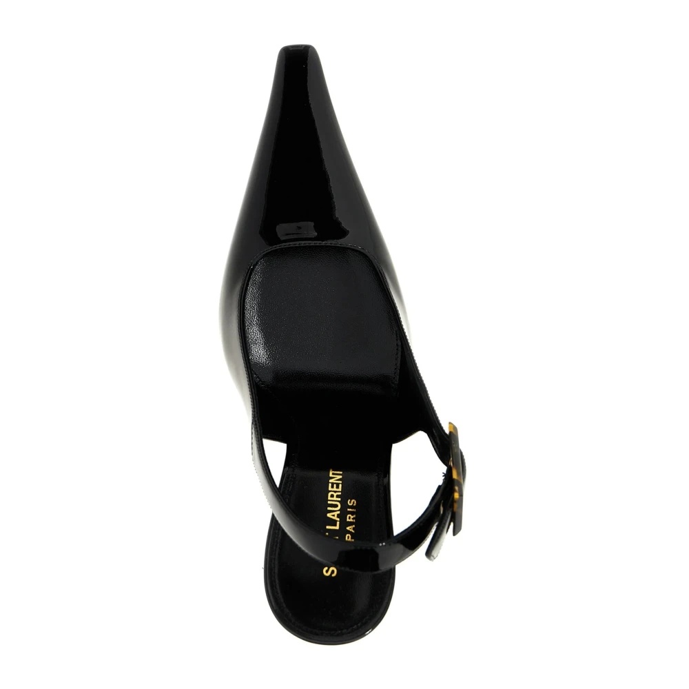 LEATHER SLINGBACK PUMPS WITH FLARED HEEL - 4