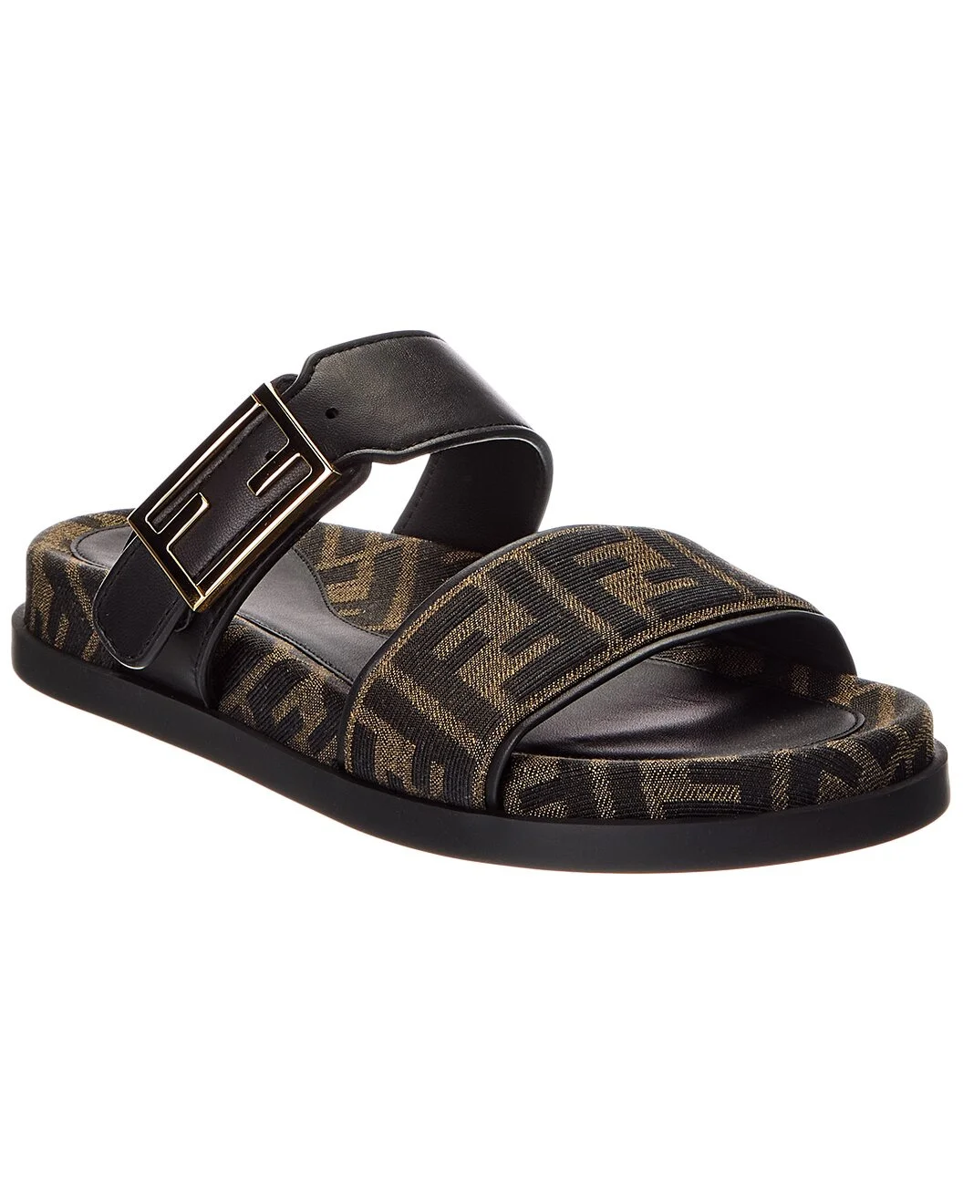 FENDI Feel FF Jacquard & Leather Sandal - 1