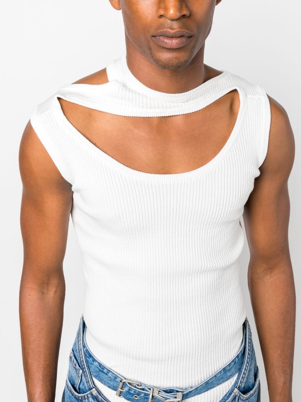 Triple Collar ribbed tank top - 6