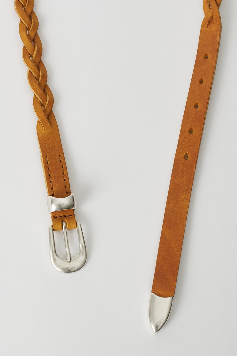 Our Legacy 2 cm Braided Belt Hot Yellow Leather outlook
