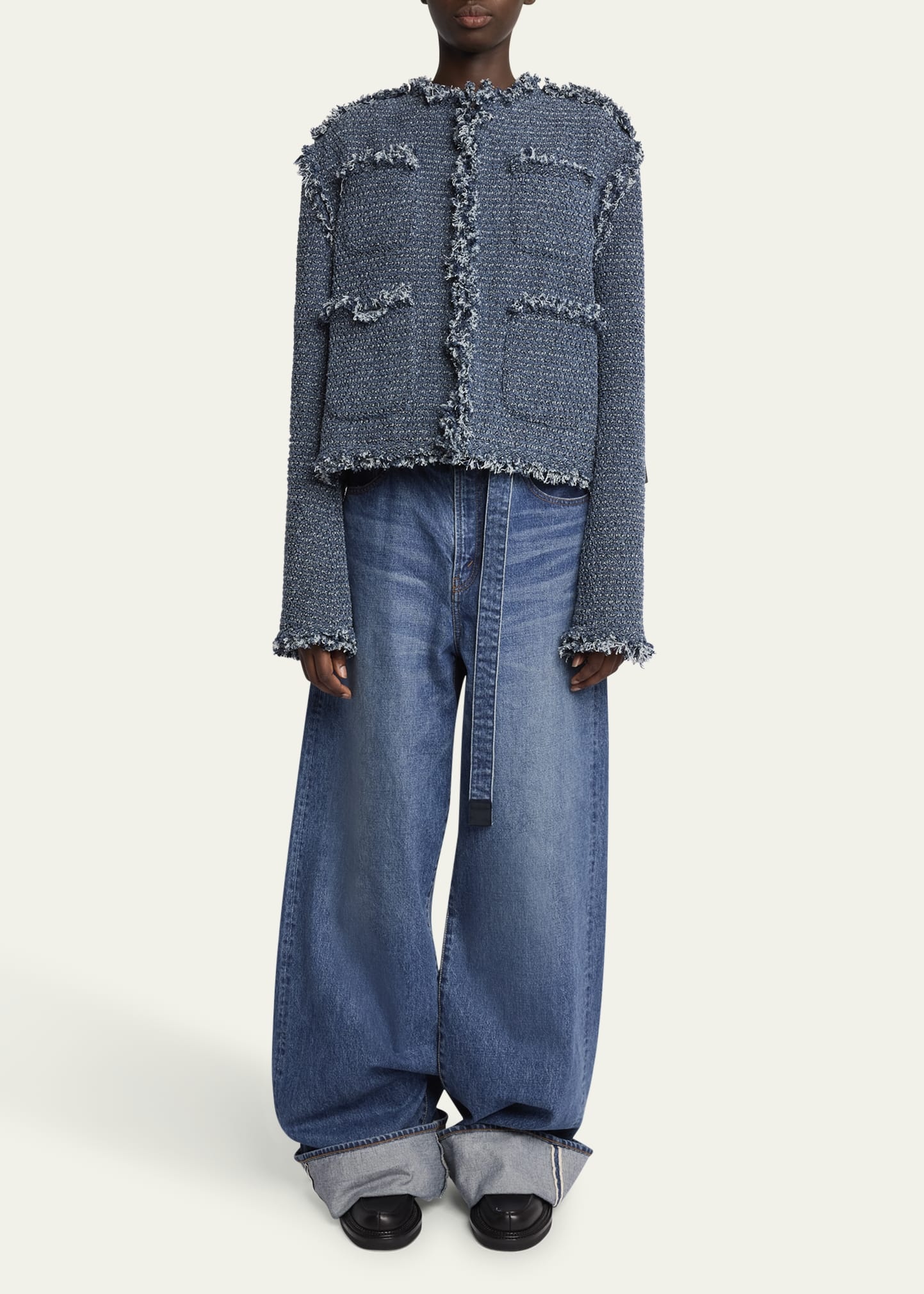 新作【SACAI】Punched Denim Jacket Sacai Punching Denim Jacket | Saks Fifth Avenue
