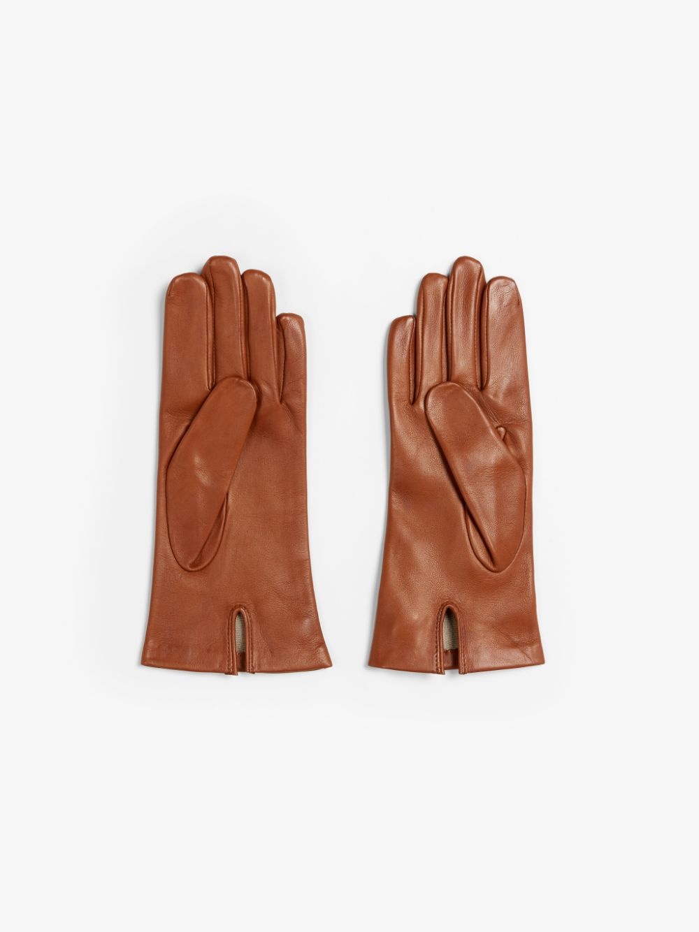 COGNAC HAIRSHEEP LEATHER SILK LINED GLOVES - 3