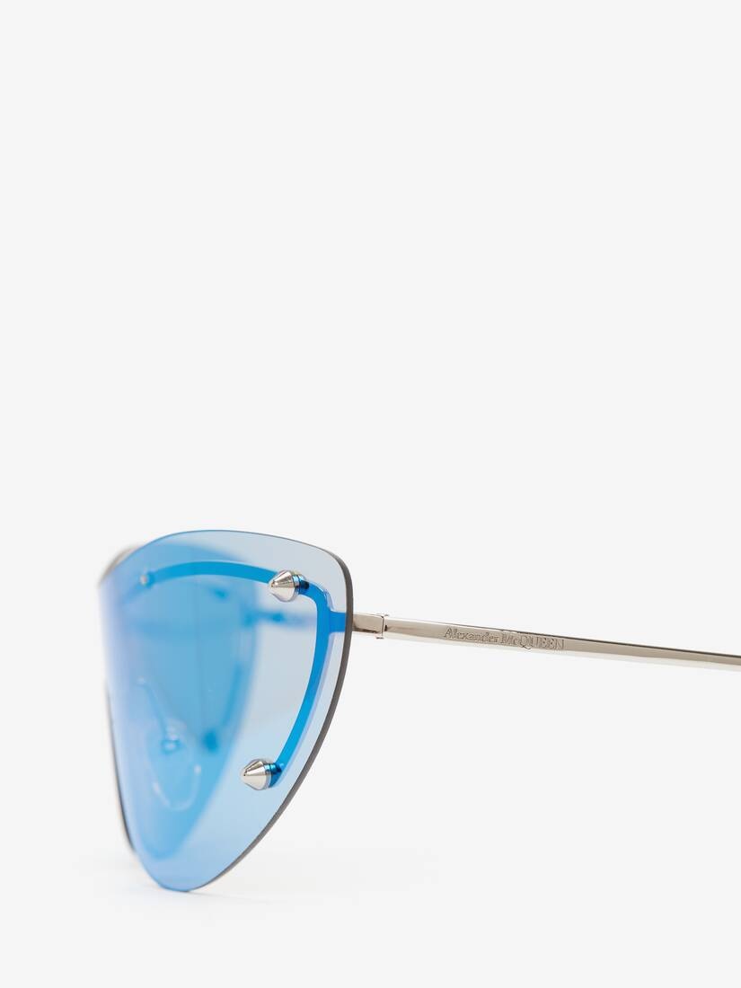 Women's Spike Studs Cat-eye Mask Sunglasses in Blue/silver - 4