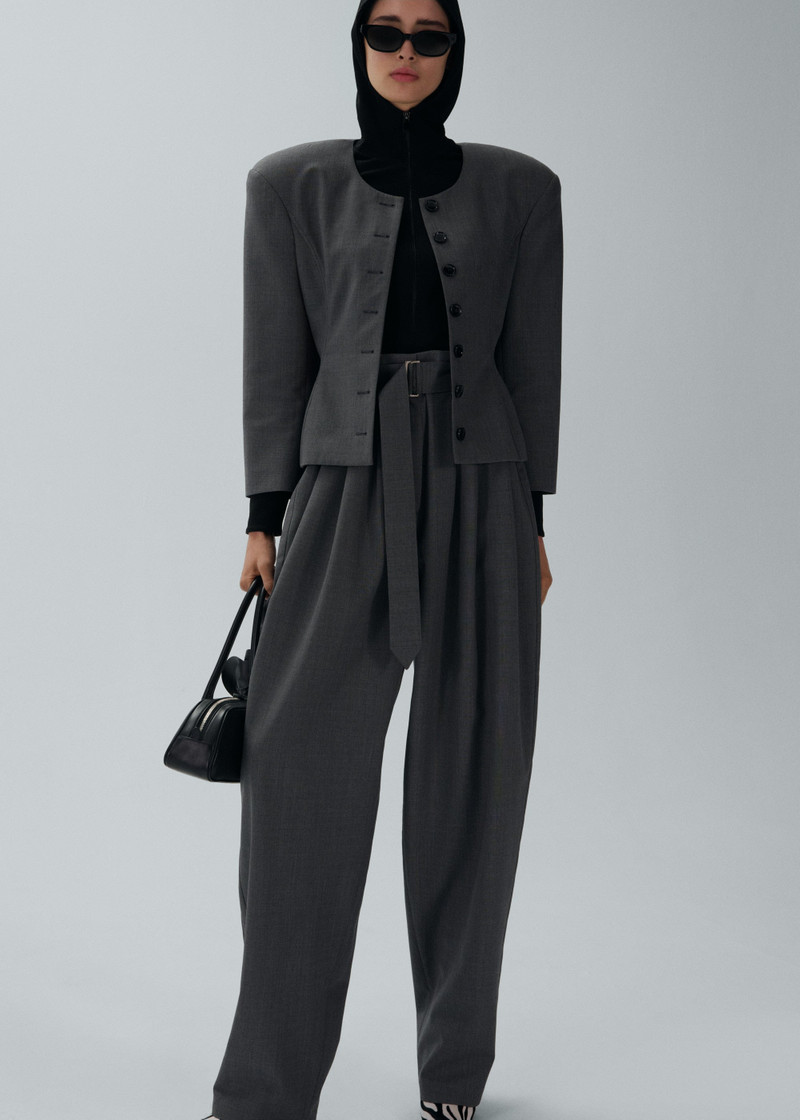 MAGDA BUTRYM Wide belted tapered trousers in grey outlook