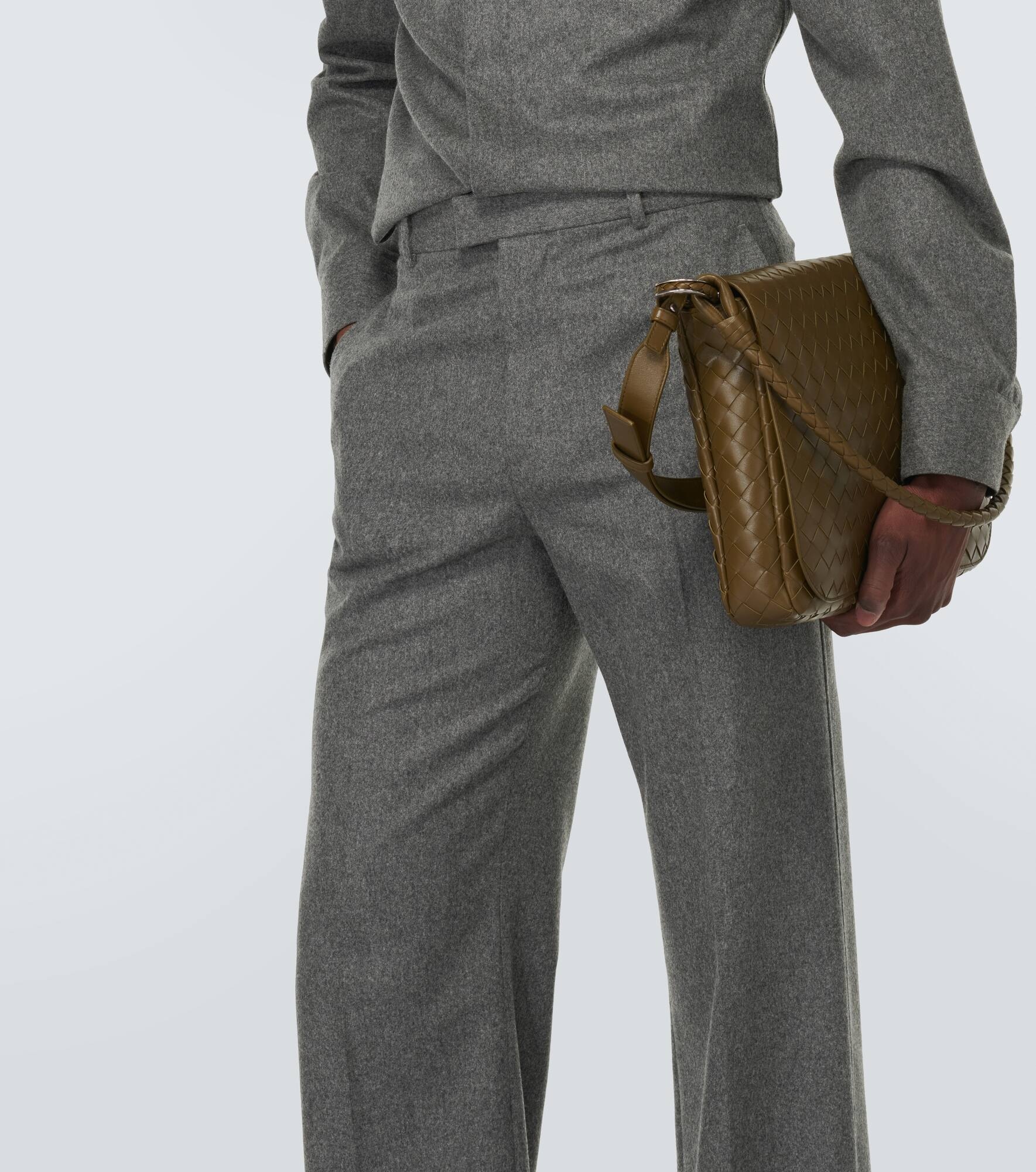Wool flannel straight pants - 5
