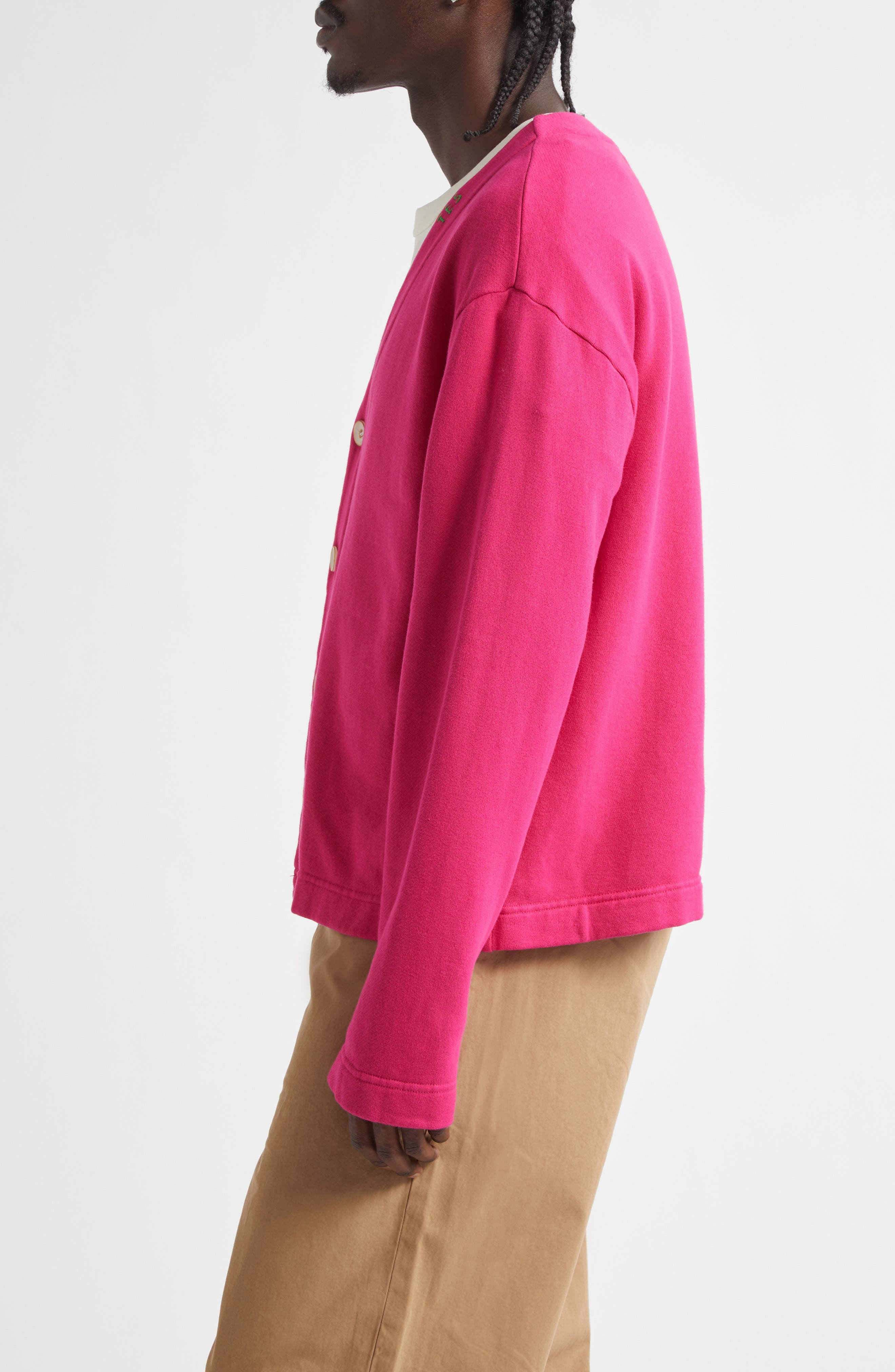 The Elder Statesman Daily Cardigan in Bright Pink at Nordstrom - 3