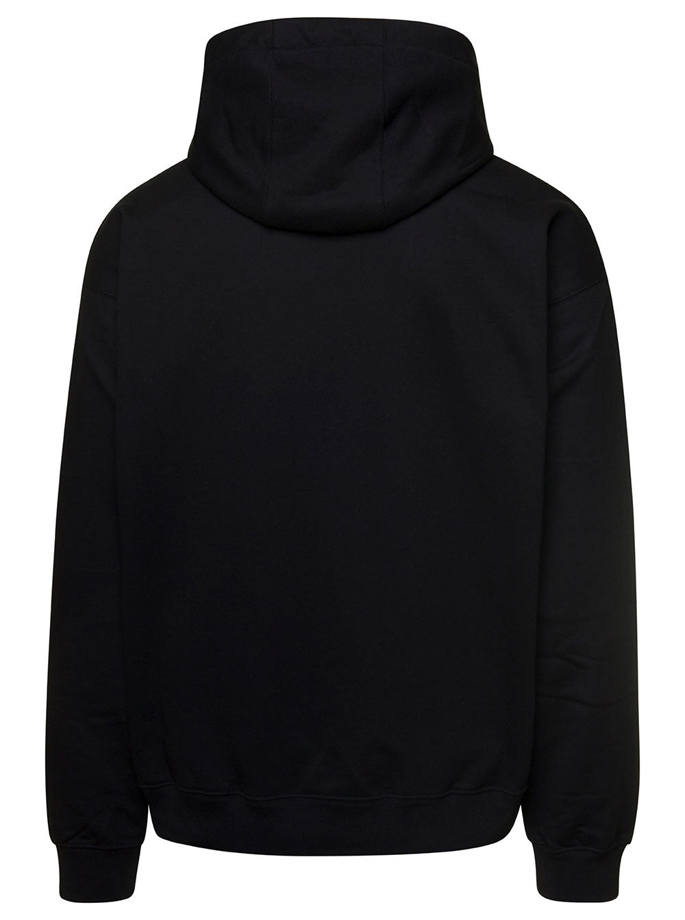 Versace Men Black Hoodie With Contrasting Logo Lettering Print In Cotton Man - 2