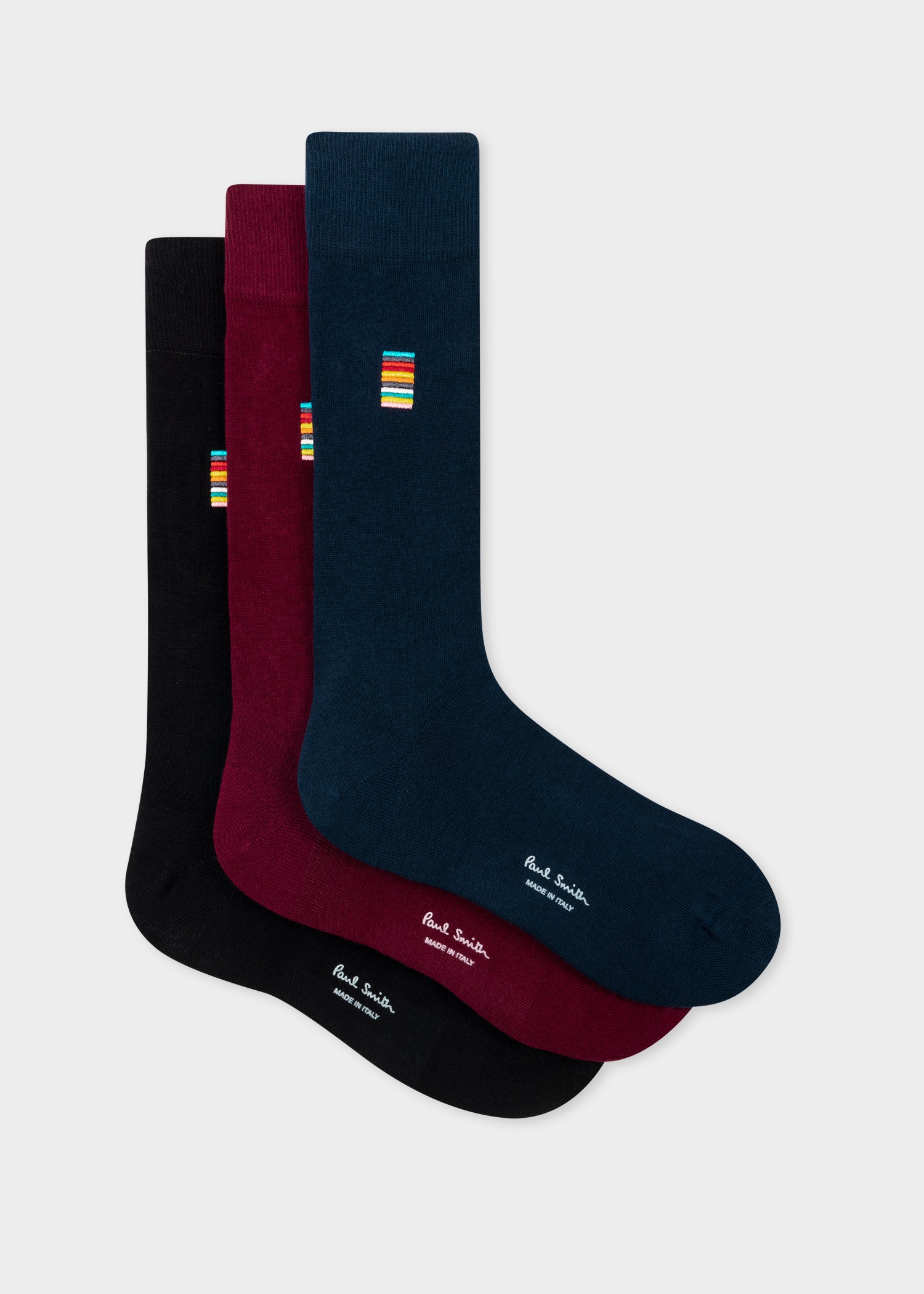 Signature Stripe Embroidery Plain Socks Three Pack - 1