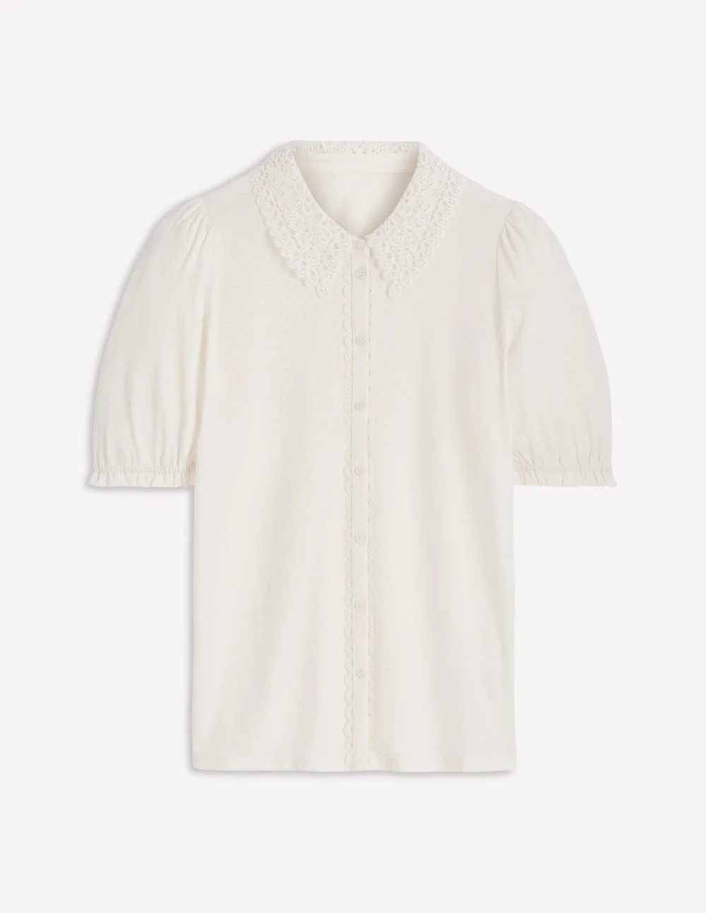 Nessa Broderie Collar Blouse-Ivory - 1