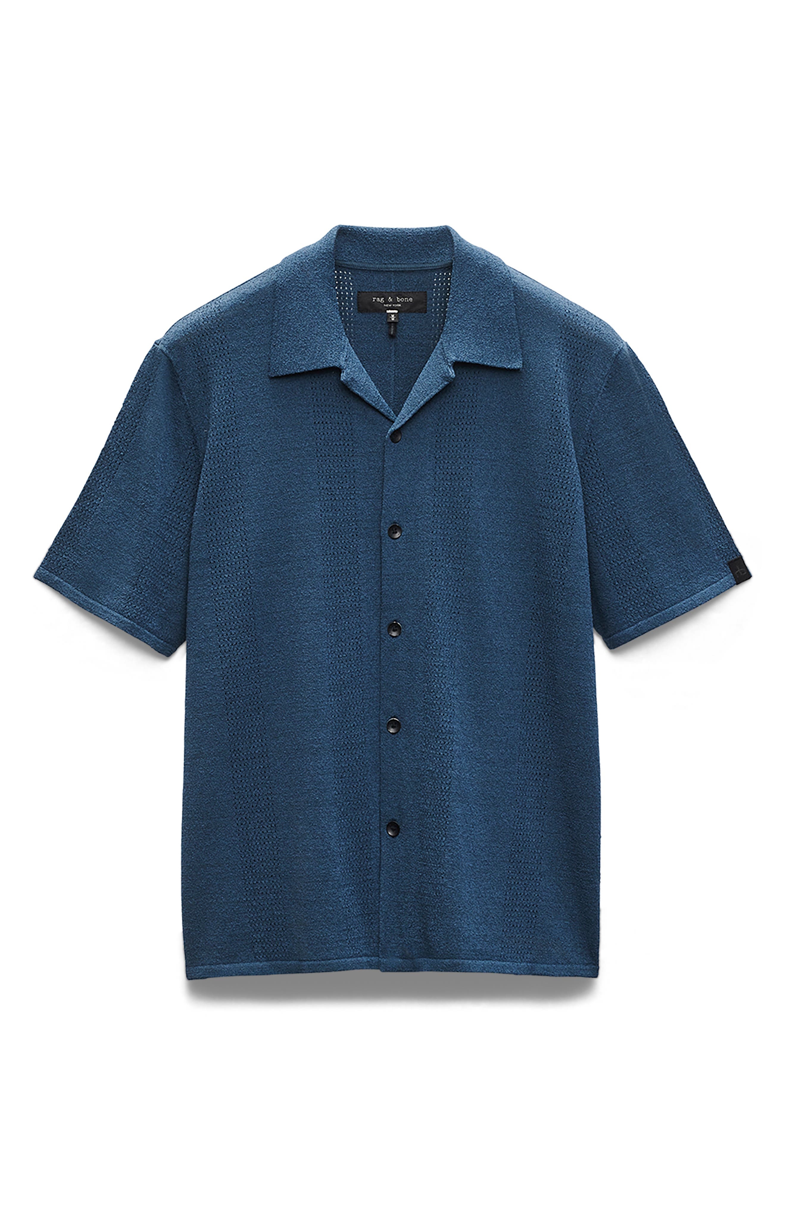 rag & bone Zuma Pointelle Short Sleeve Knit Camp Shirt in Mnlt at Nordstrom - 5