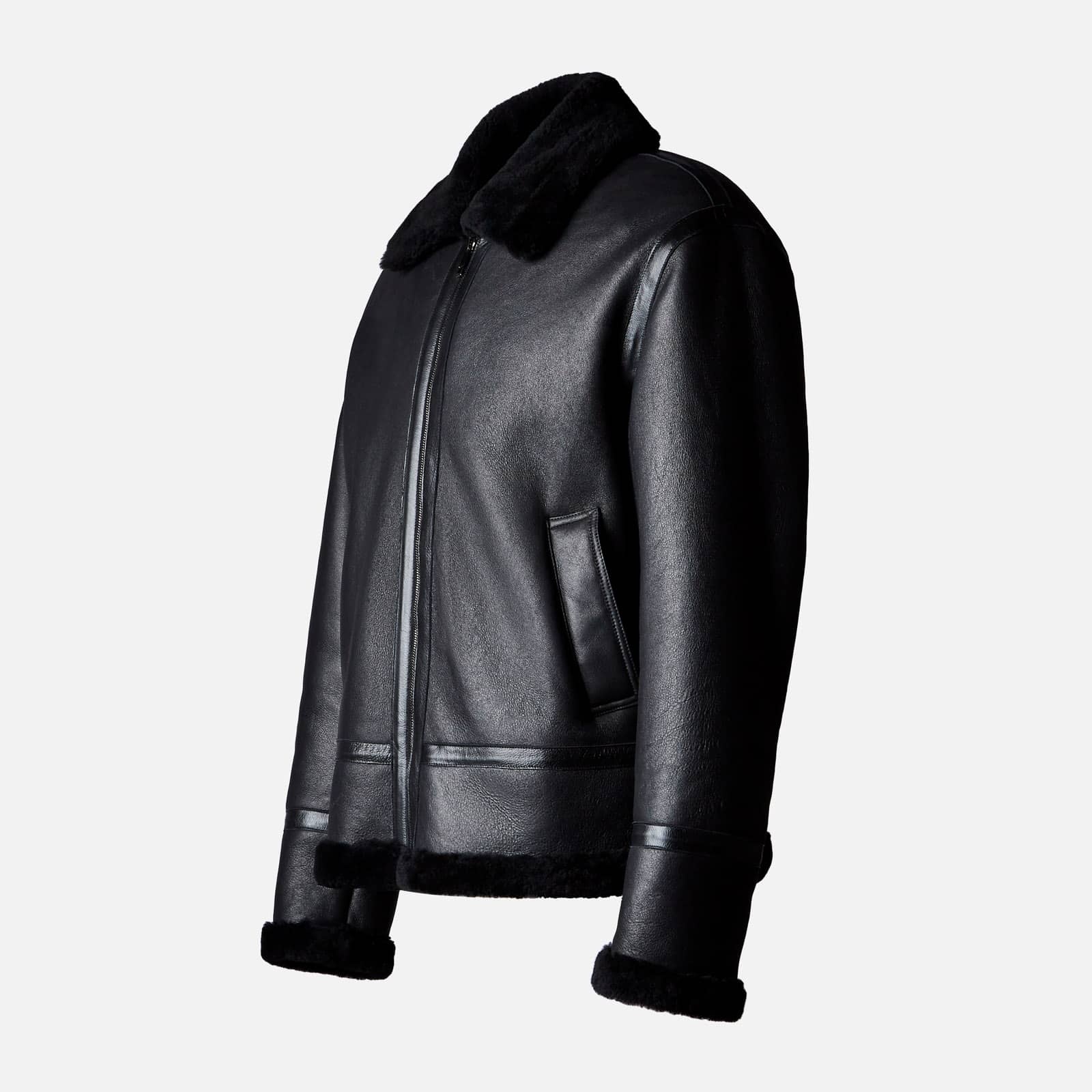 Aviator Jacket in Shearling Black - 8