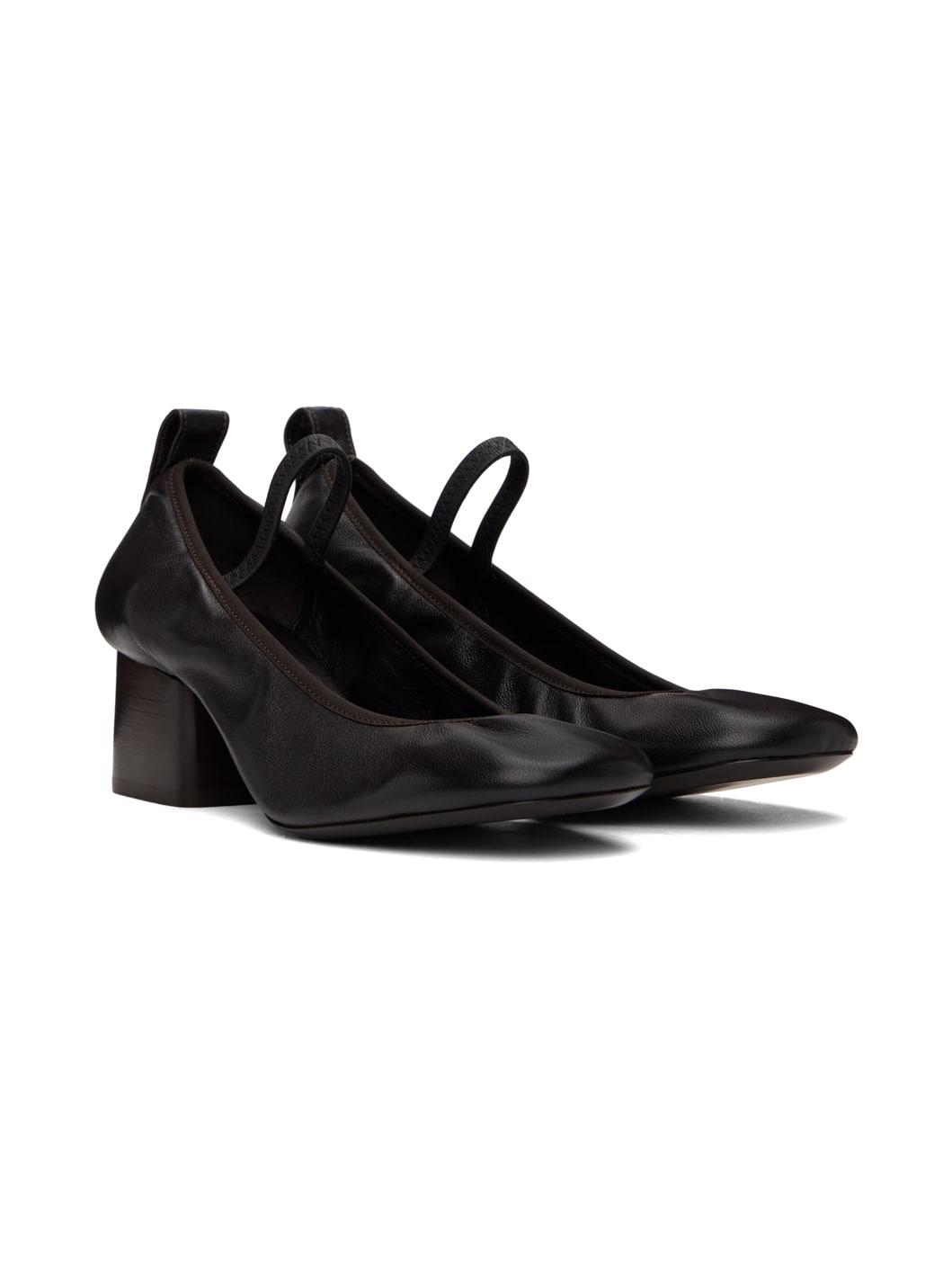 Brown Square Ballerina Heels - 4