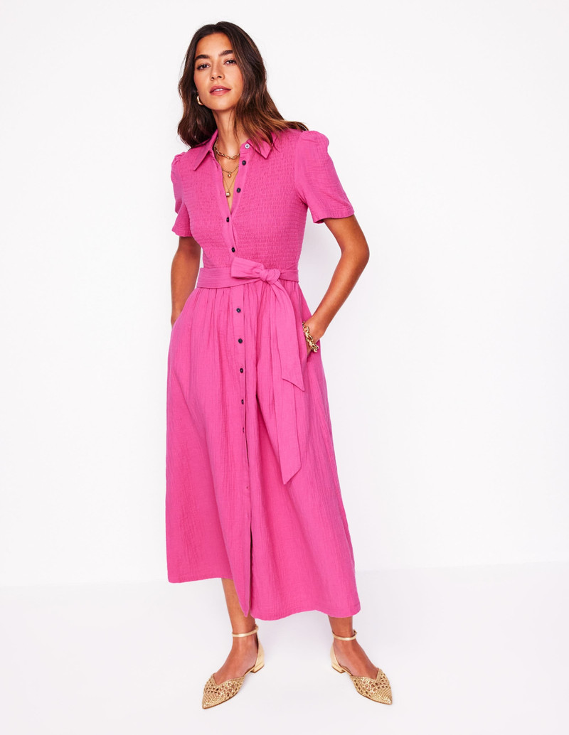 Amber Double Cloth Midi Dress-Cosmos Pink 5