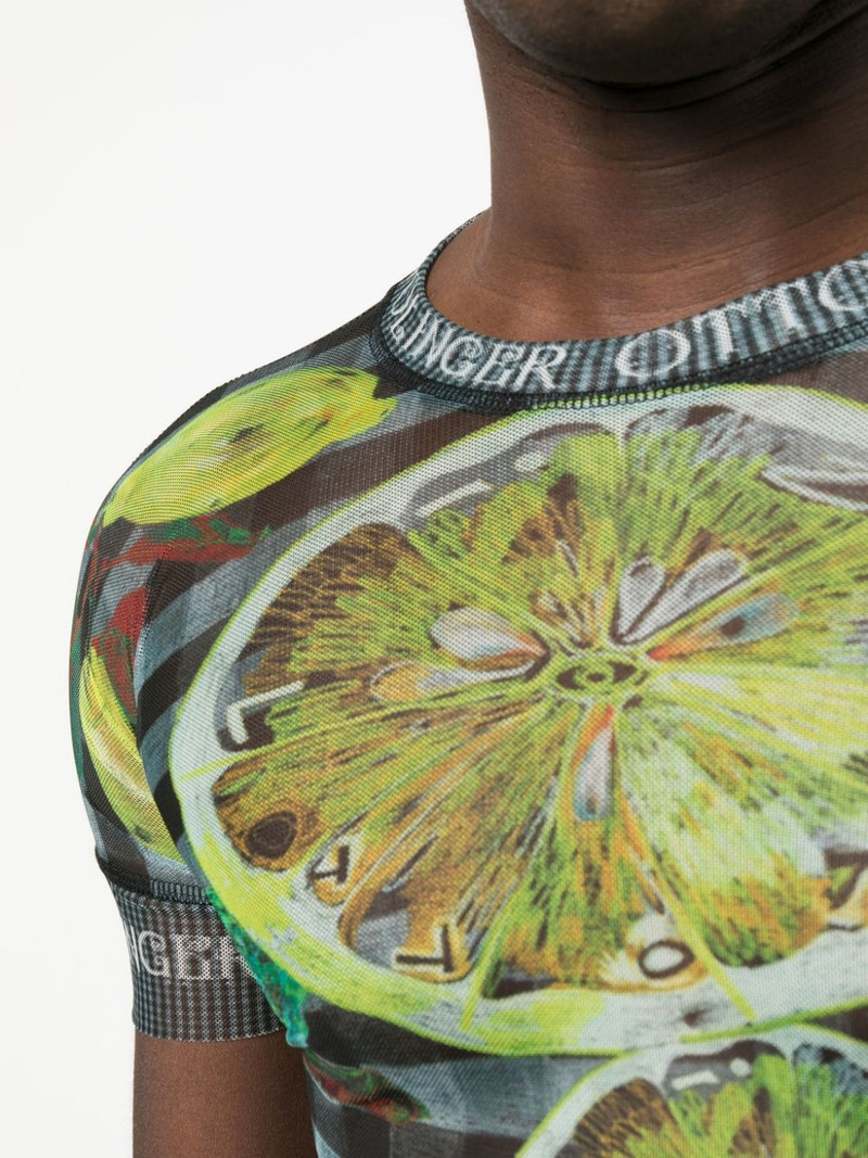 lemon-print mesh cropped T-shirt 6