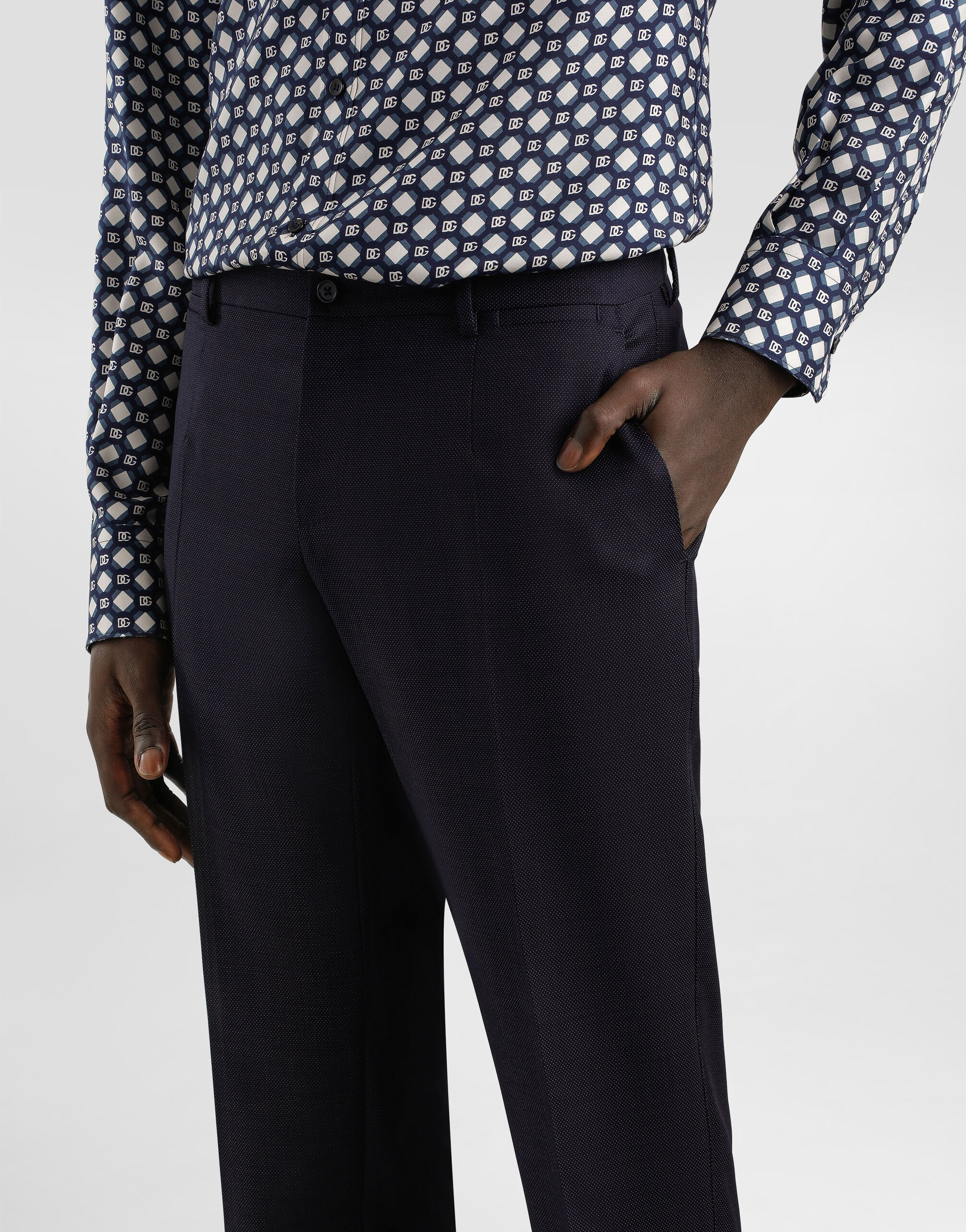 Single-breasted micro-patterned wool suit - 8