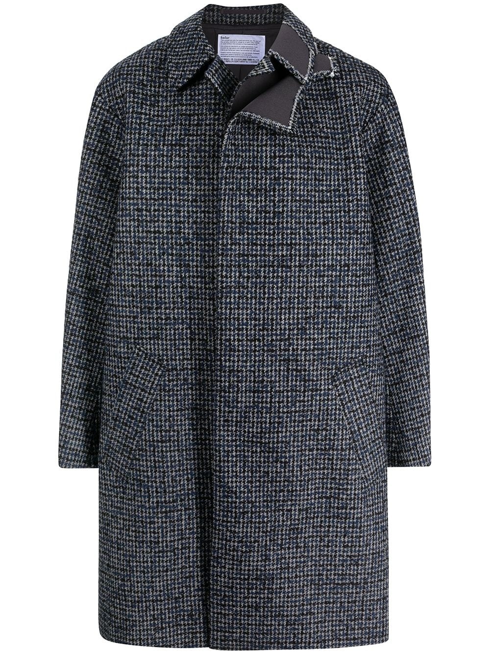 single-breasted check wool-blend coat - 1