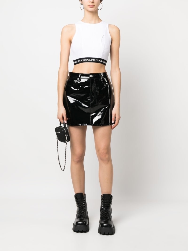 logo-print cropped tank top - 2