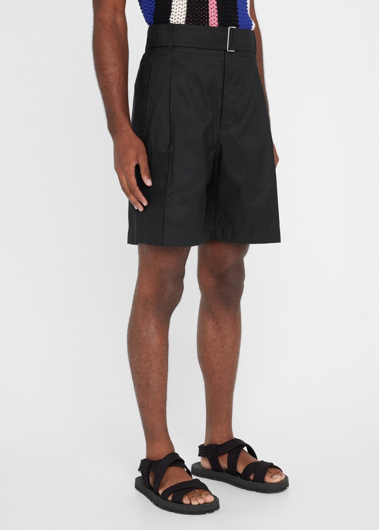 Men's Pleated Self-Belt Tailored Shorts - 4