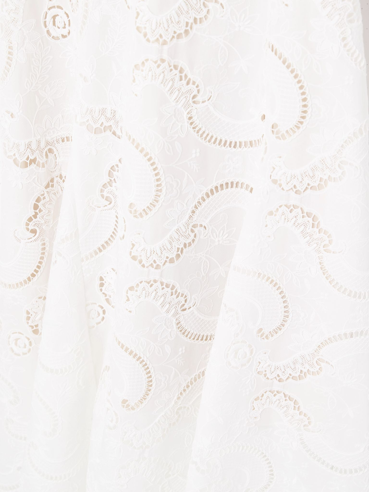 Scroll asymmetric guipure lace midi dress White - 4