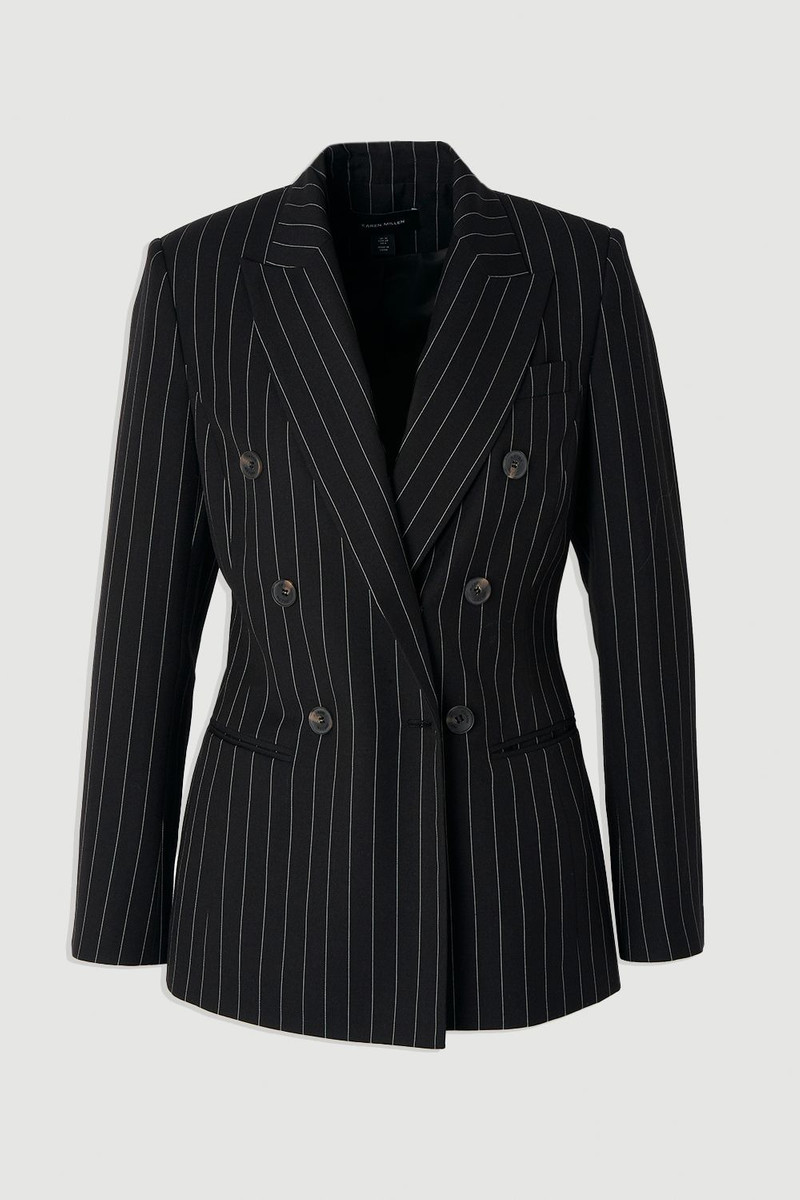 Pinstripe Double Breasted Tailored Blazer 4