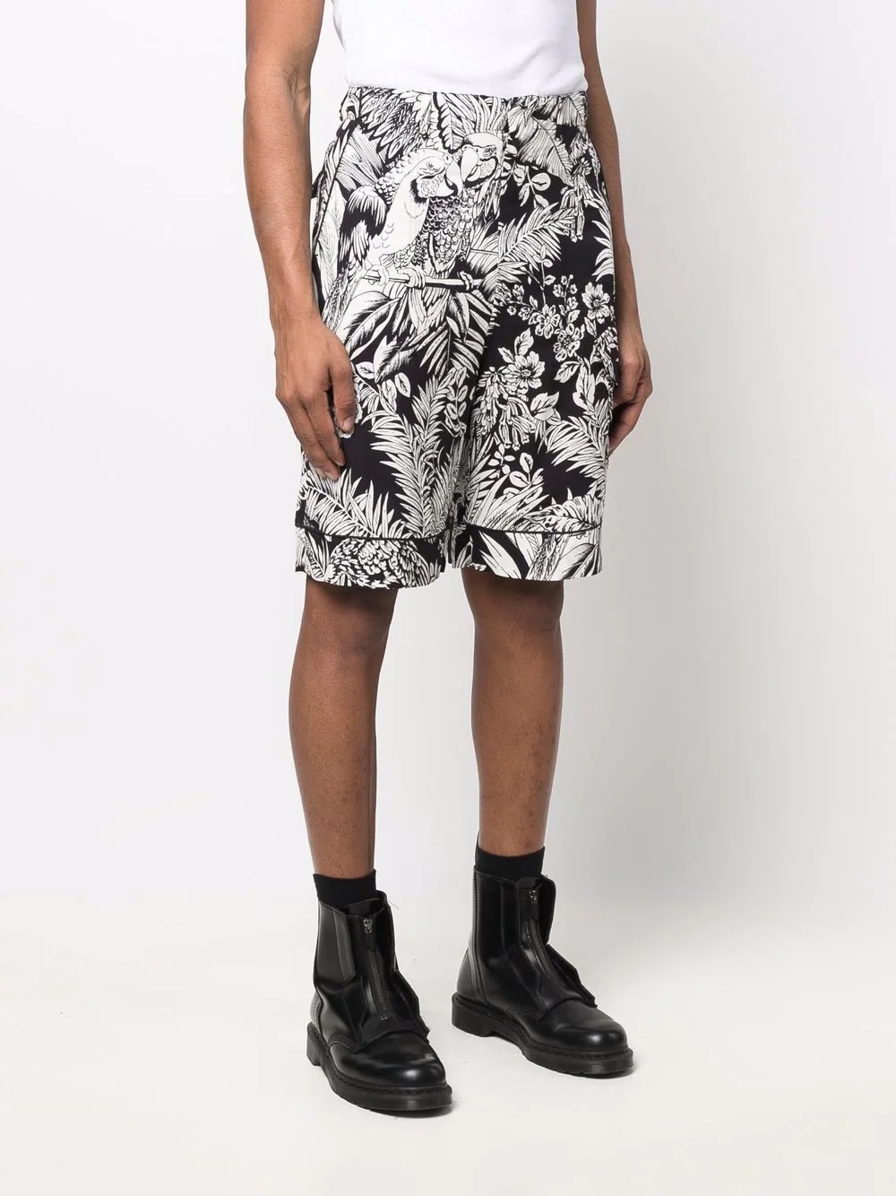 parrot-print track shorts - 3