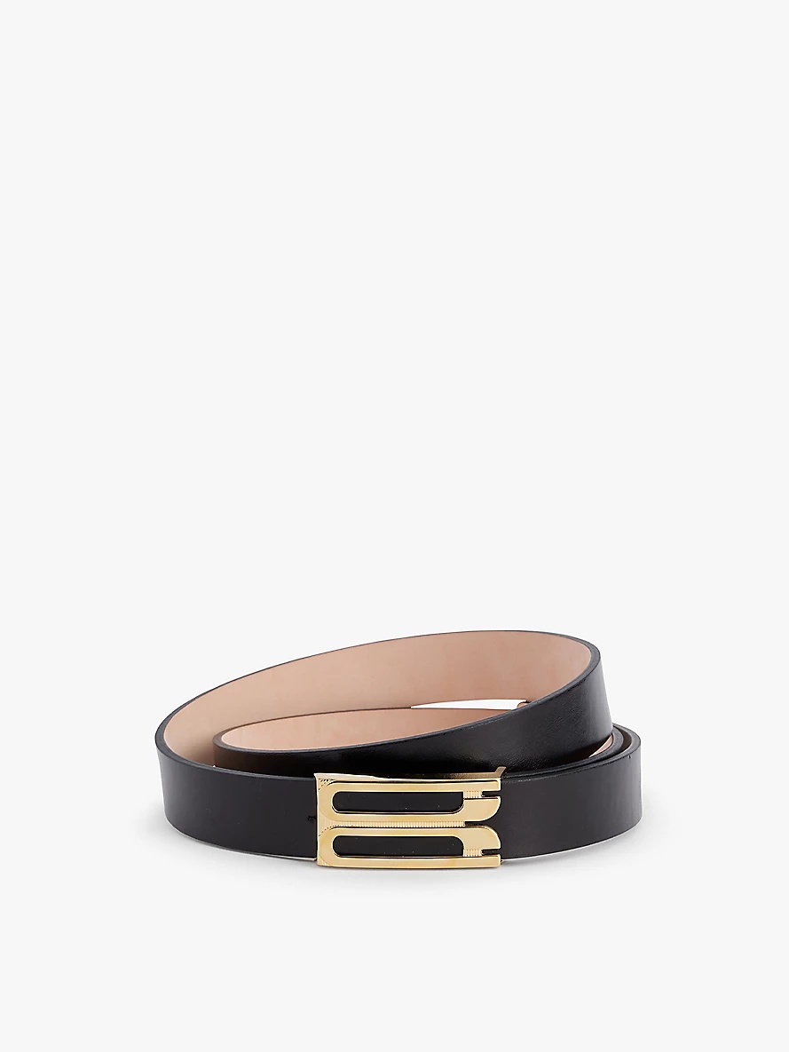 Jumbo frame gold-toned buckle leather belt - 1