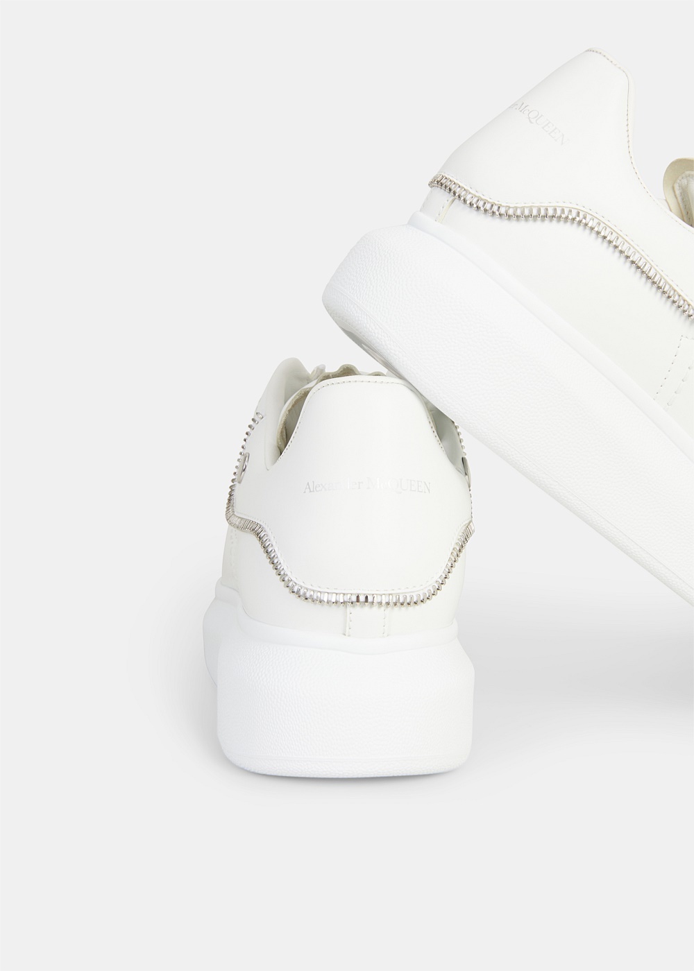 White Oversized Zip Sneakers - 4