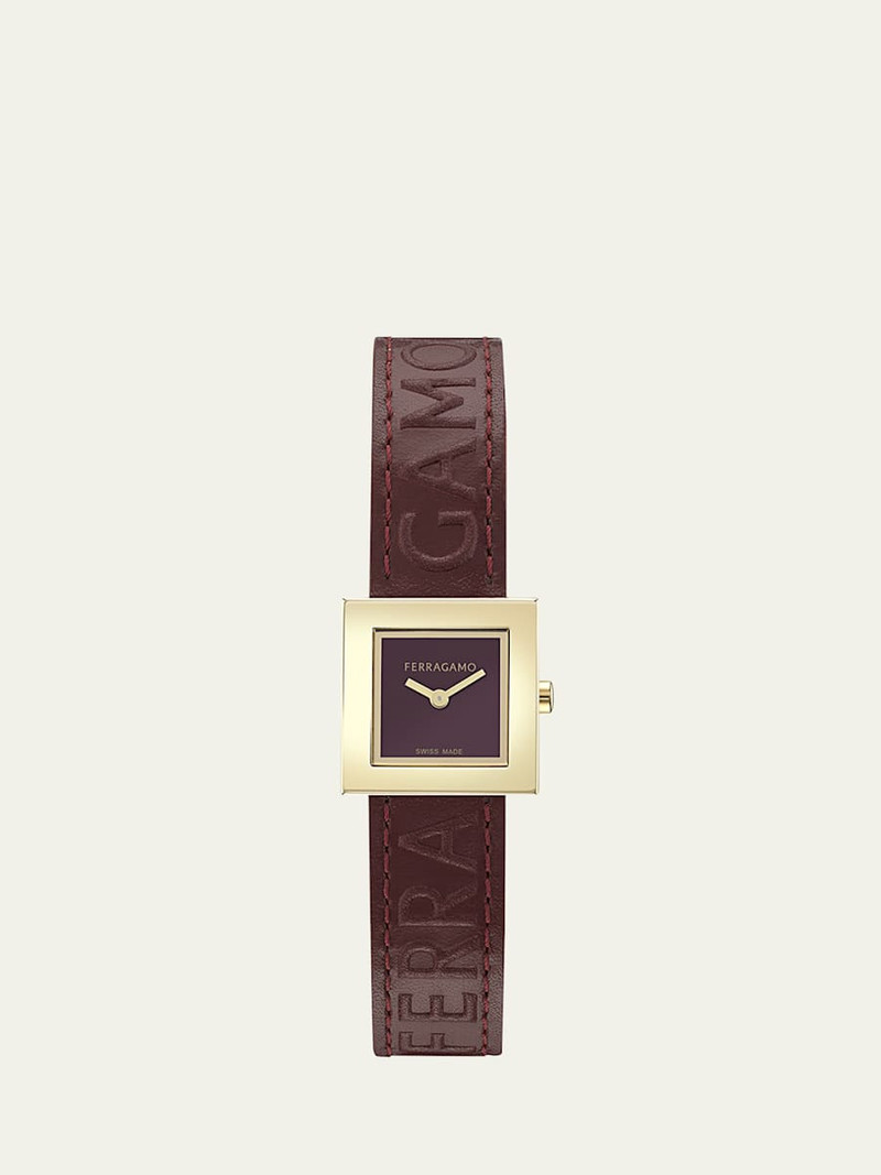 Portrait 20X20MM IP Yellow Gold Leather Watch 1