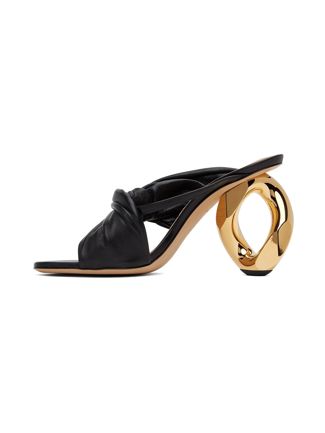 Black Chain Heel Mules - 3