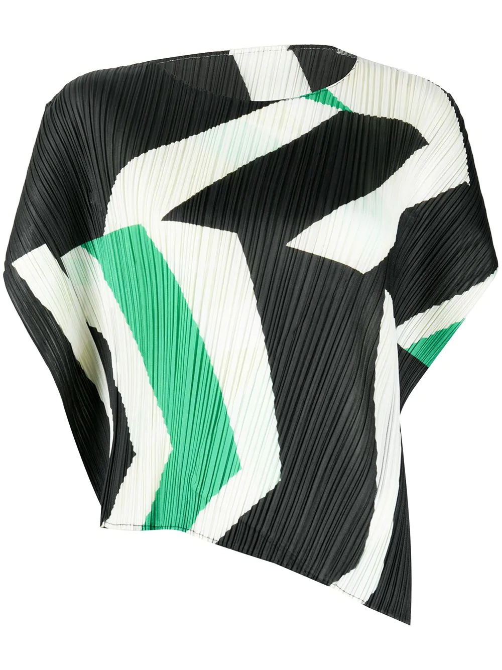 pleated geometric print top - 1