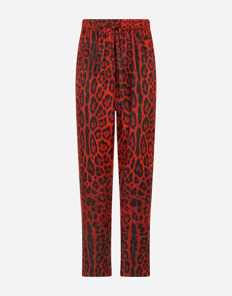 Silk jogging pants with leopard print - 3