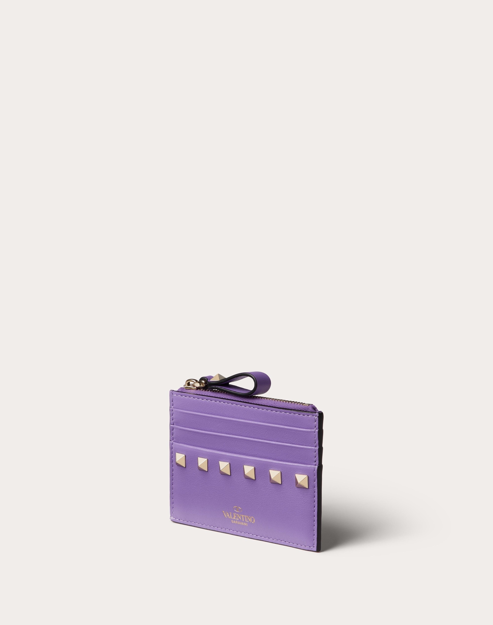 ROCKSTUD CALFSKIN CARDHOLDER WITH ZIPPER - 4