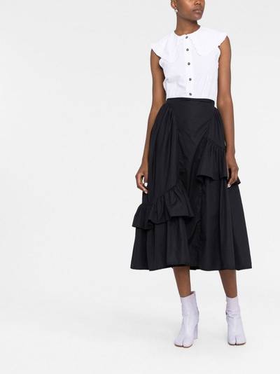 CECILIE BAHNSEN ruffled cotton midi skirt outlook