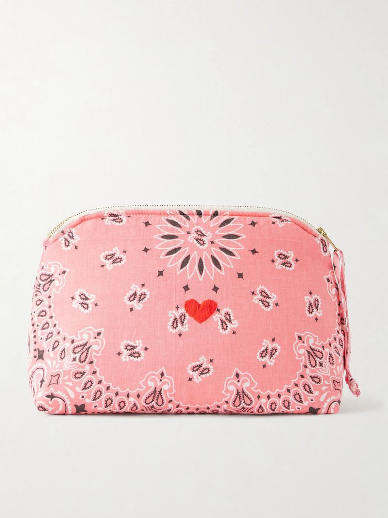 Coeur Vanity Embroidered Bandana-print Cotton Pouch 1