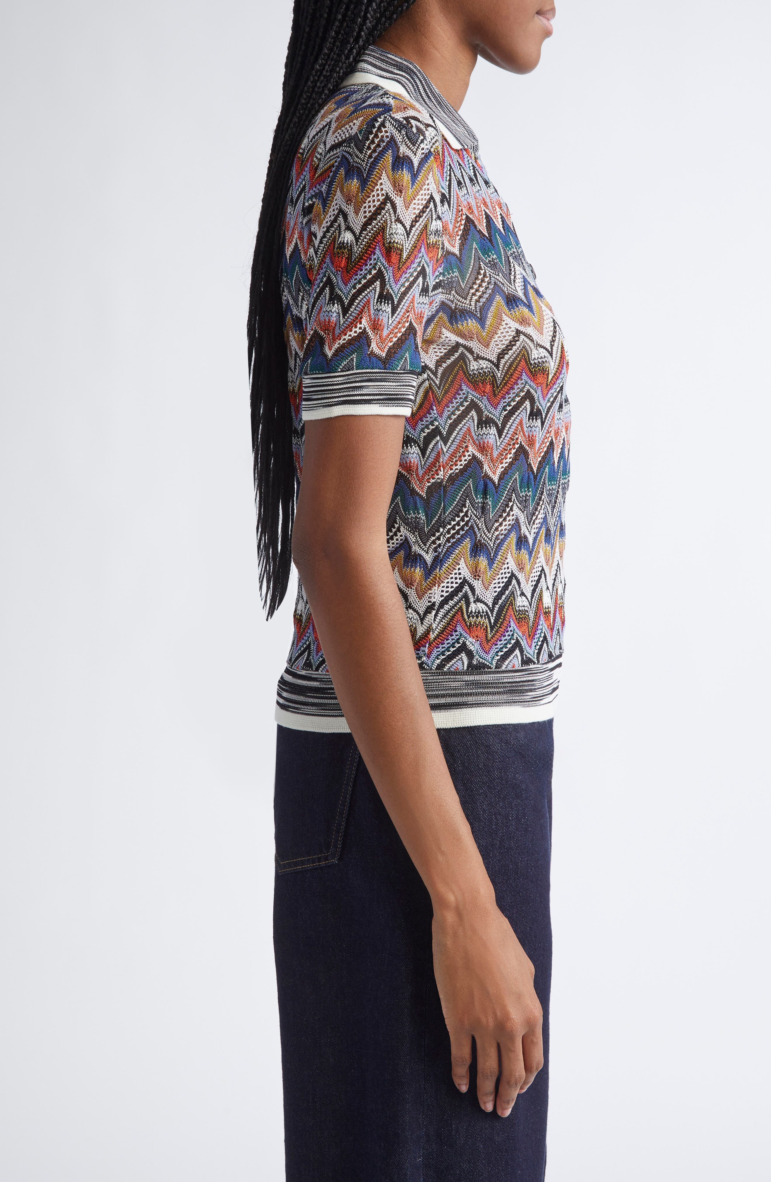 Missoni Knit Metallic Lace Polo in Blue Multi at Nordstrom - 3