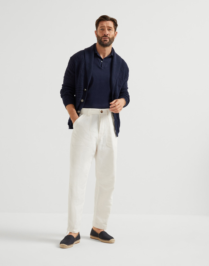 Cotton lightweight knit polo with camp collar 5