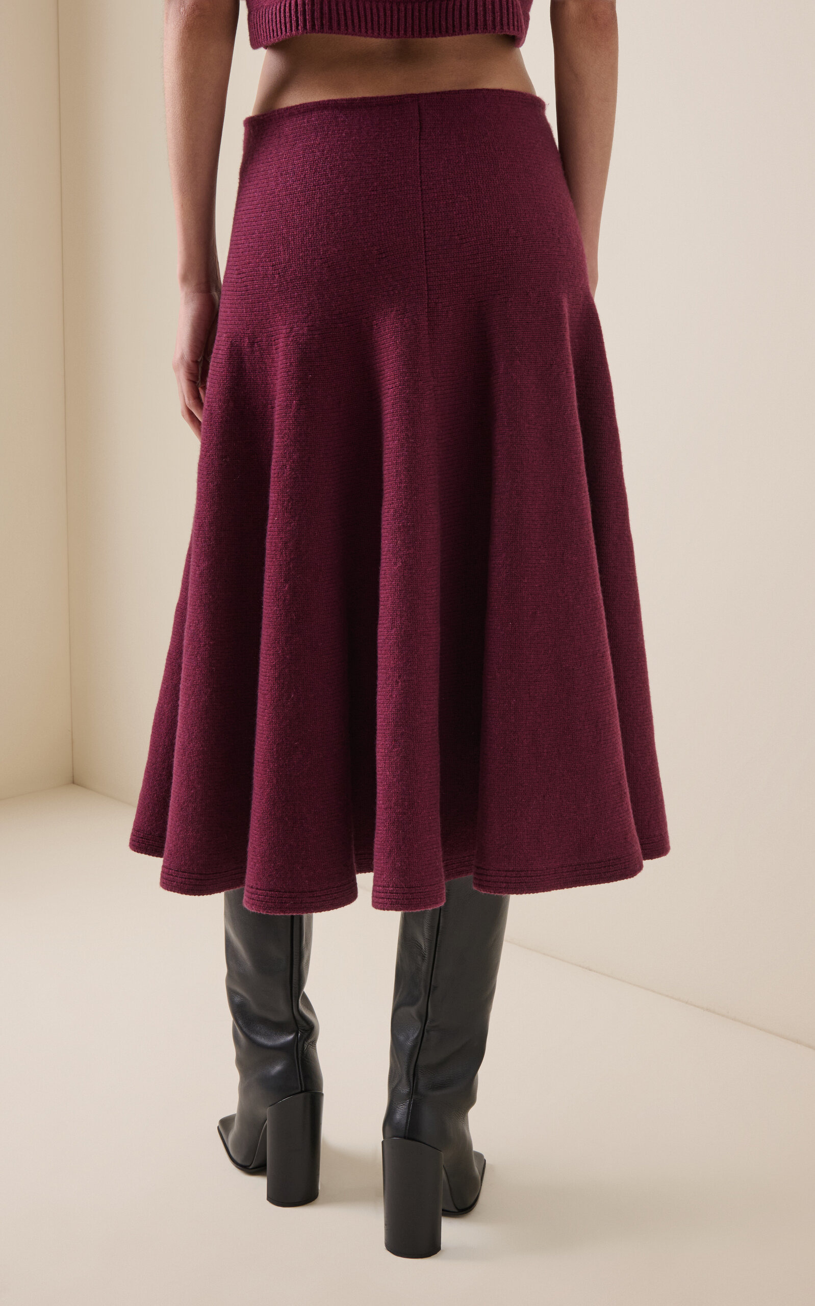 Cashmere-Blend Knit Midi Skirt burgundy - 4