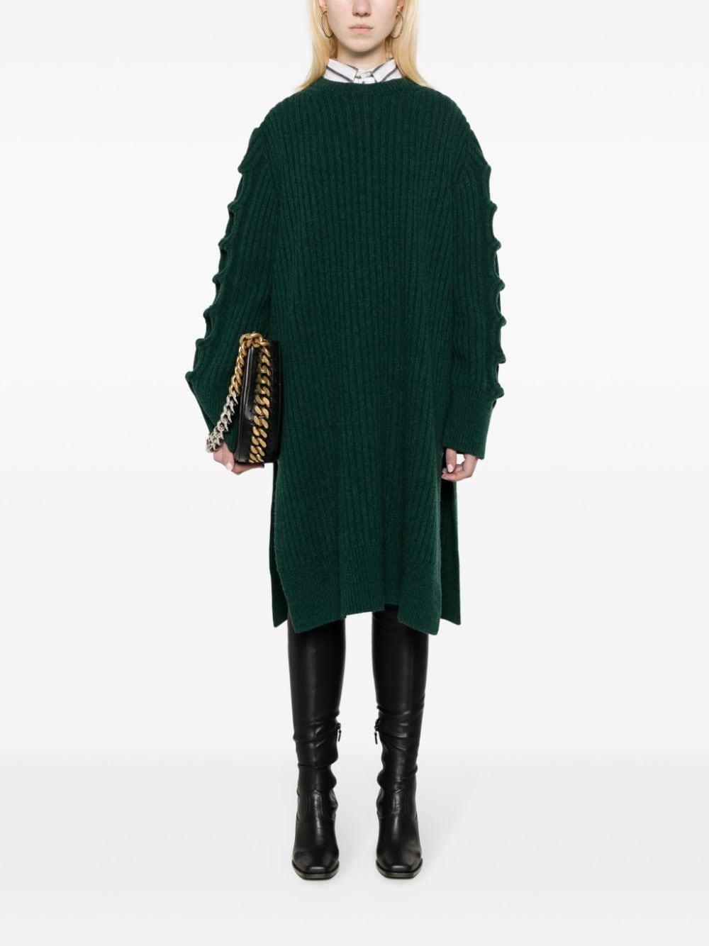 round-neck midi knitted dress - 2