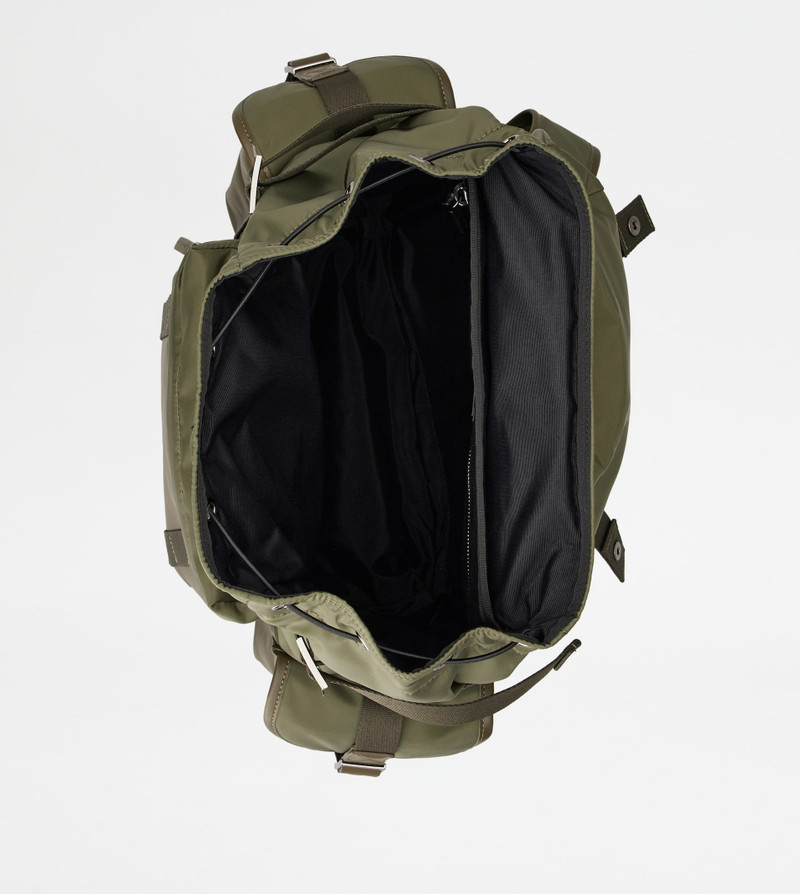 BACKPACK IN FABRIC AND LEATHER MEDIUM - GREEN 4