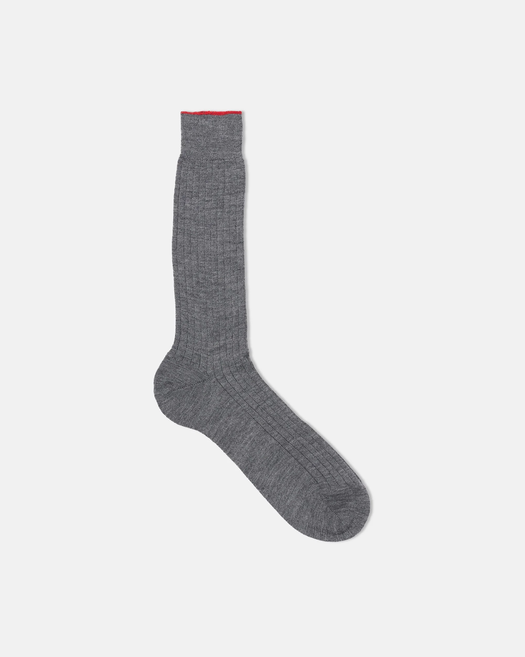 MADE-IN-ITALY MEDIUM GREY MID-CALF MERINO WOOL SOCKS - 1