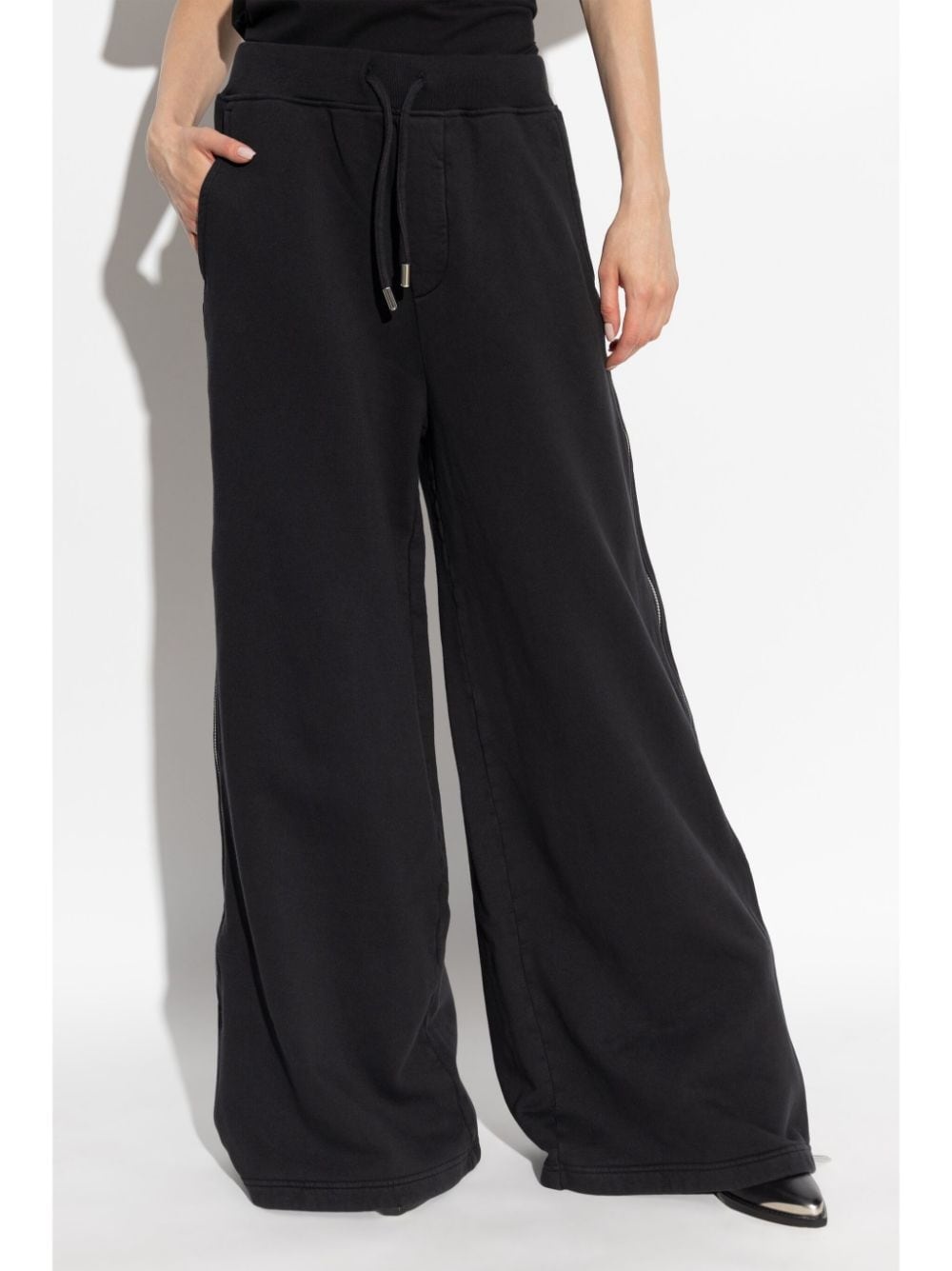 side-zipped cotton palazzo pants - 3