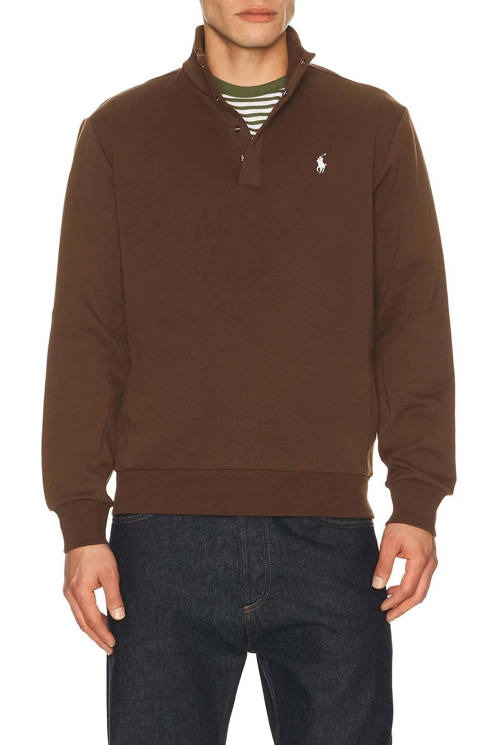 Long Sleeve Double Knit Tech Snap Mocknock Pullover - 1
