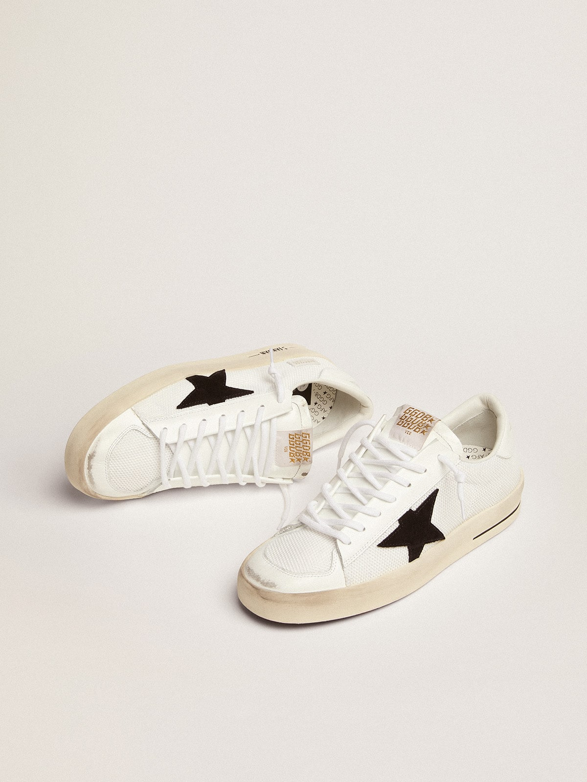 Men's Stardan in white mesh with black suede star - 2