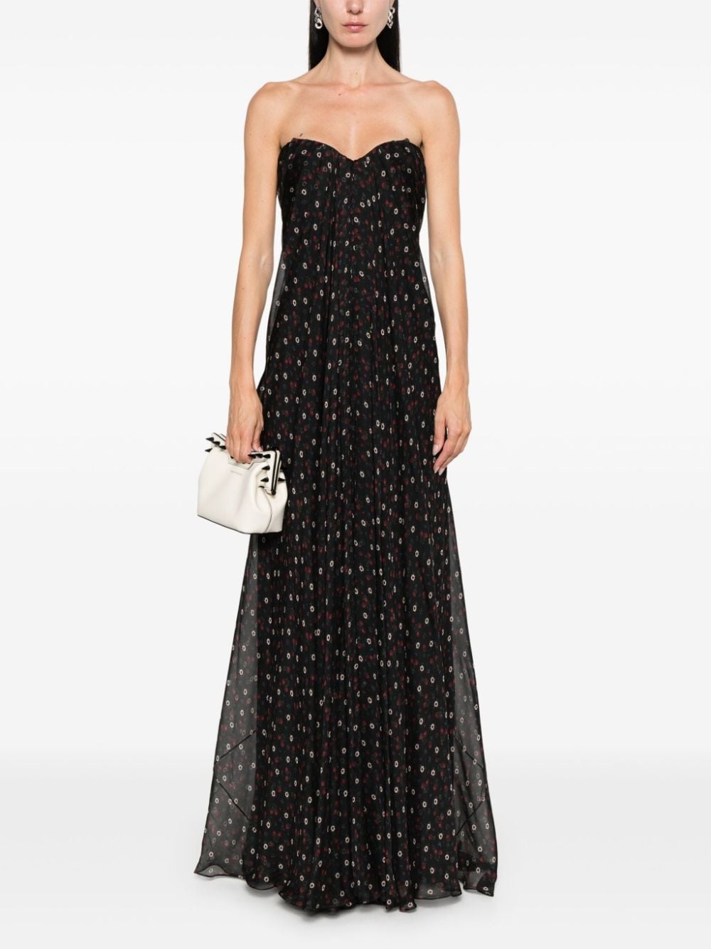 strapless silk dress - 2