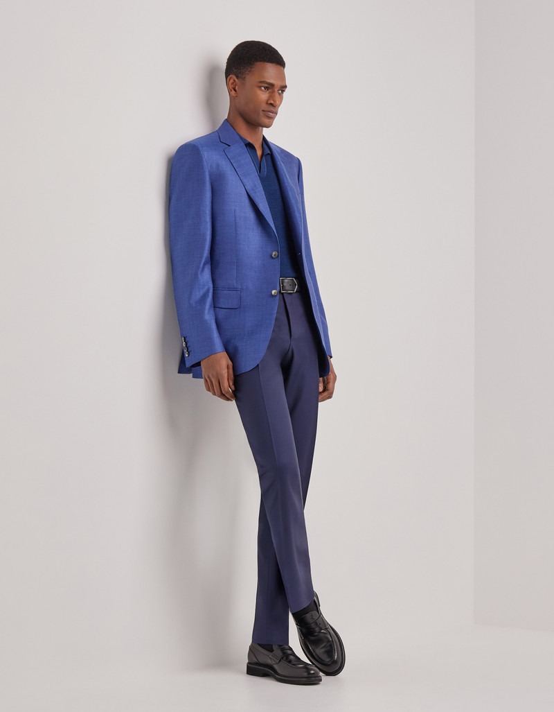 Canali LIGHT BLUE AND BLUE WOOL, SILK AND LINEN REGULAR-FIT JACKET outlook