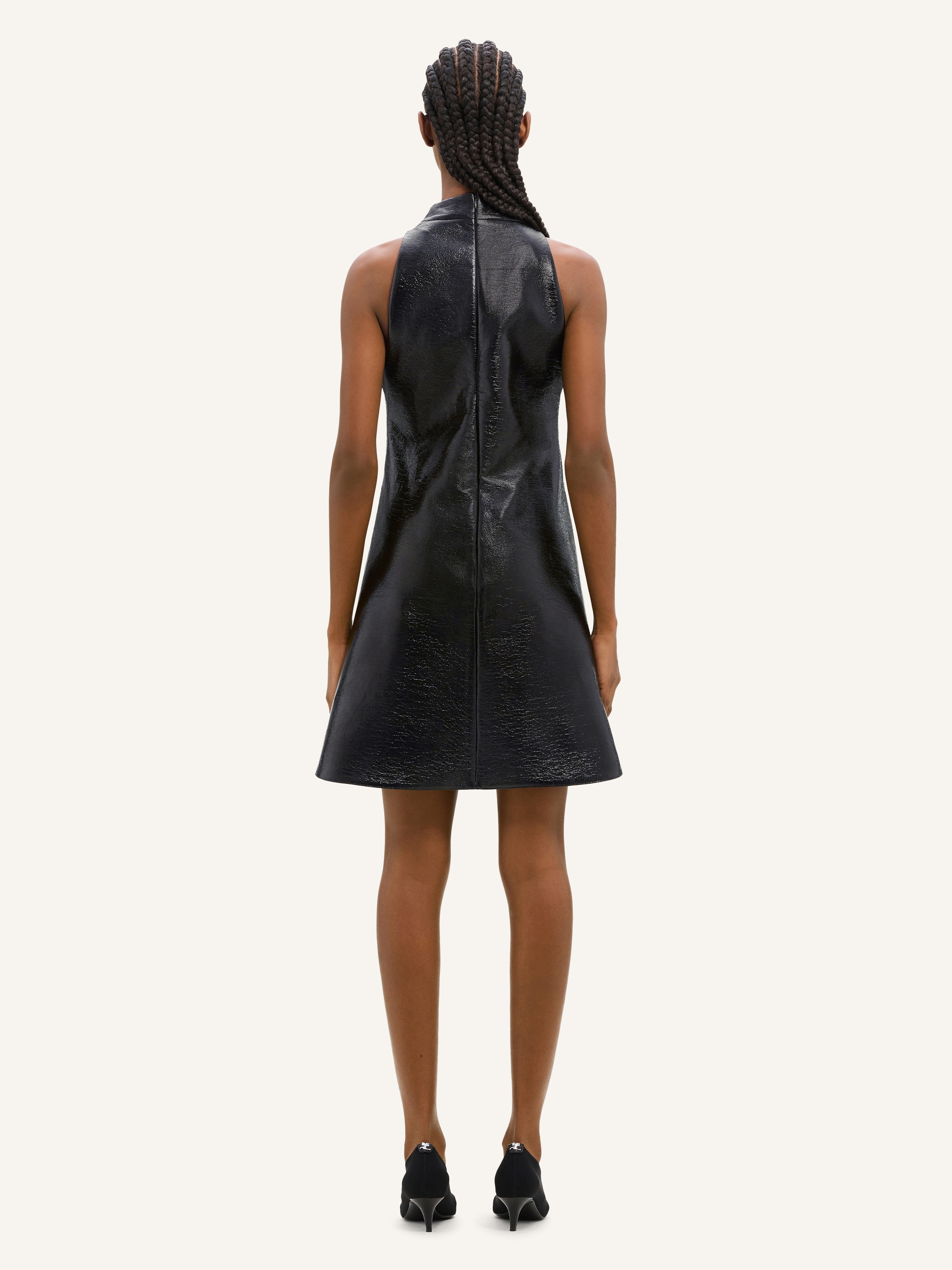 SLEEVELESS VINYL A-LINE DRESS - 4