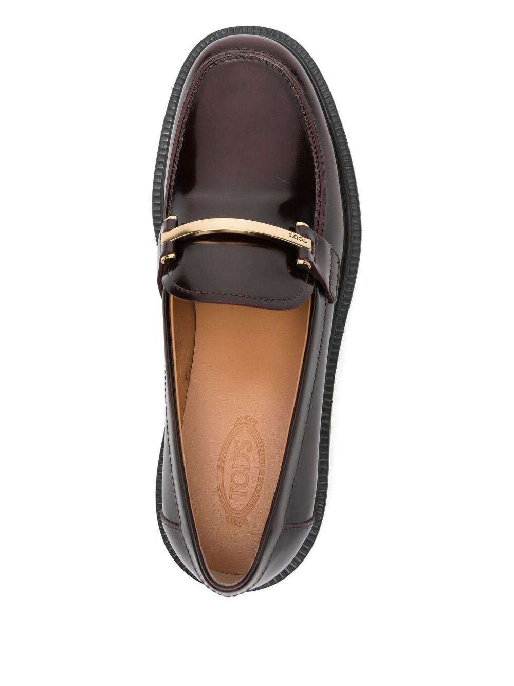leather metallic-bar loafers - 4