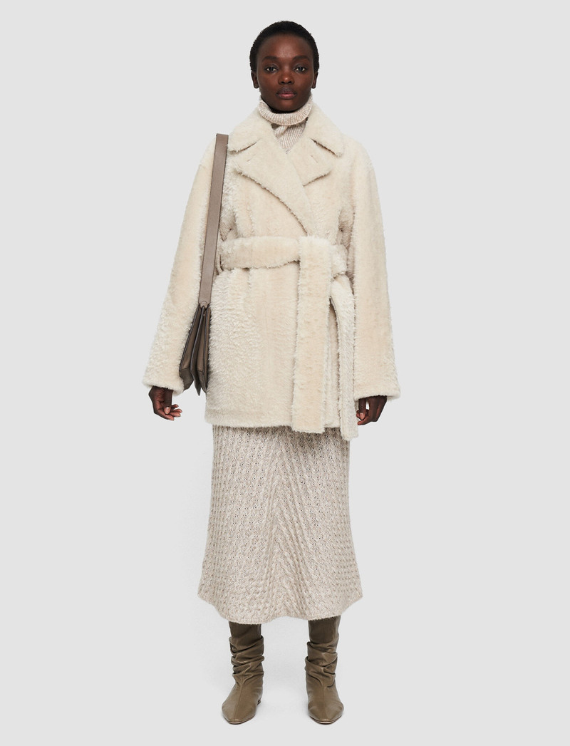 JOSEPH Textured Shearling Clery Coat outlook
