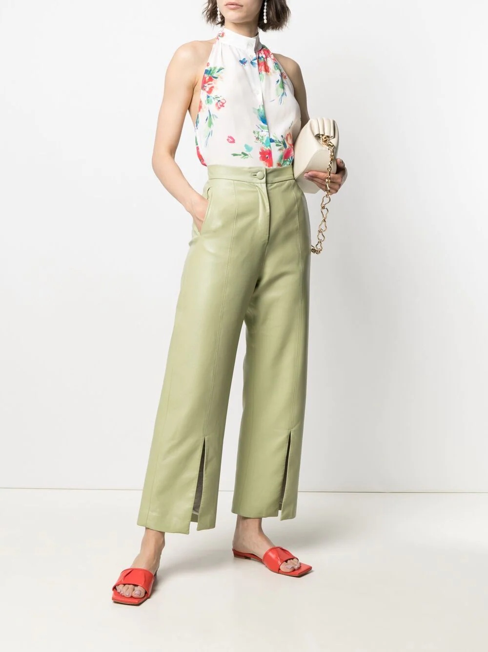floral-print halterneck blouse - 2
