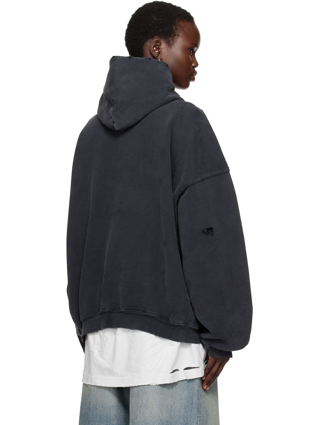 Black Safety Pin Logo Hoodie - 3